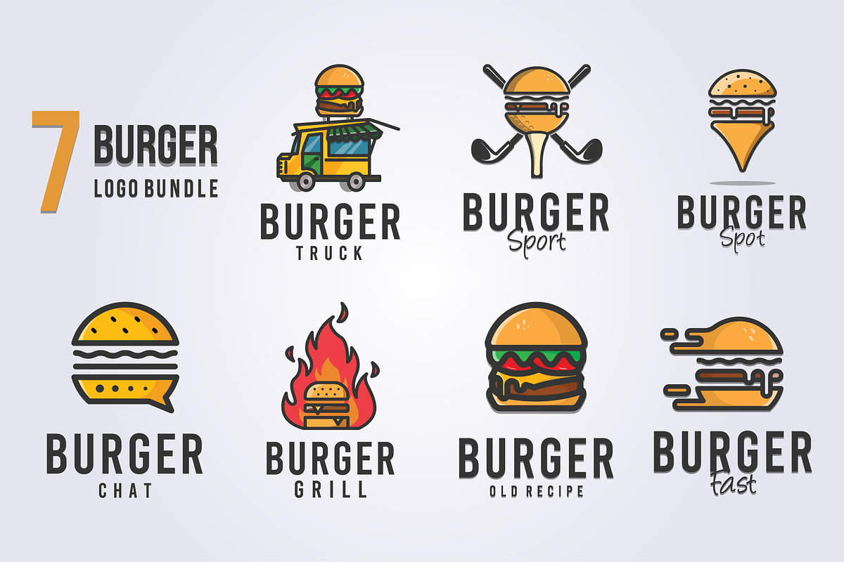 set of burger shop logo vector, a Branding & Logo Template by Lodzrov