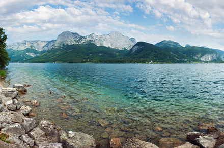 Beautiful summer Alpine  lake Grundlsee panorama (Austria)., a Nature Photo by YuriyB