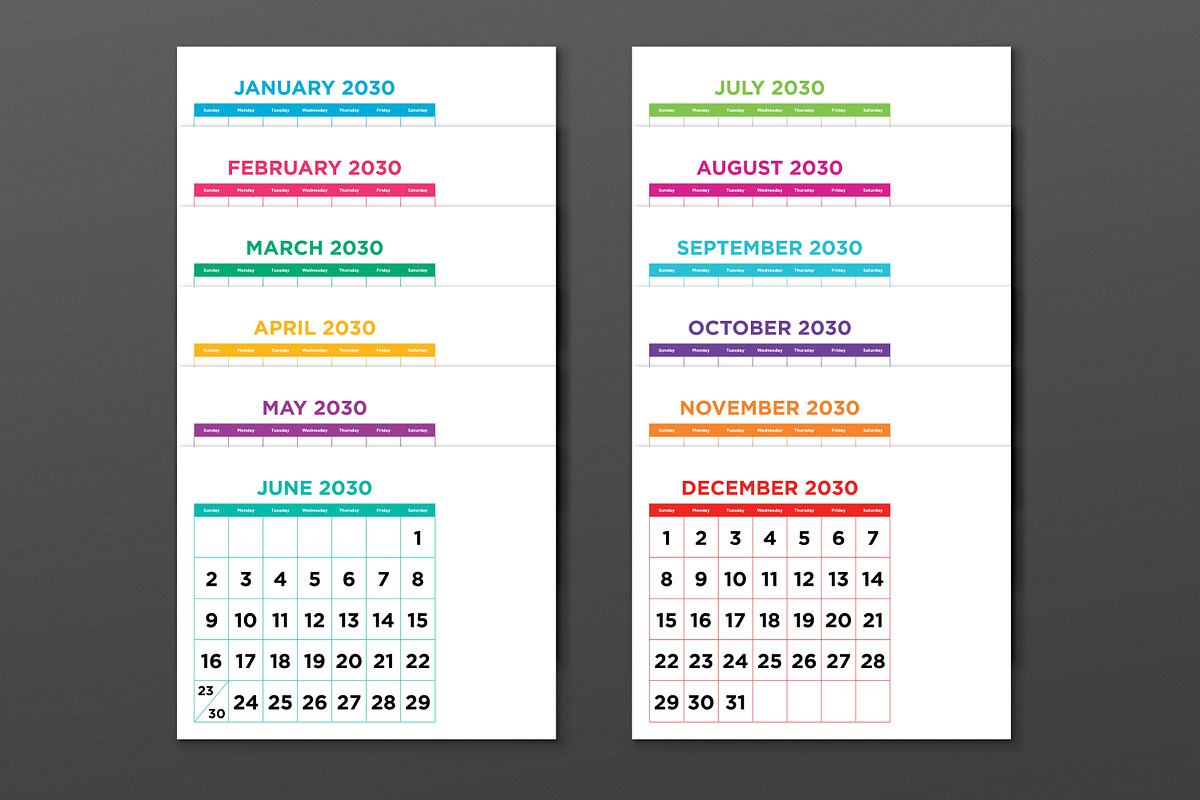 2030 Large No. Color 8.5x11 Calendar, a Stationery Template by Running With Foxes (Photo 2 of 6)