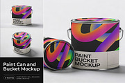 Paint Can and Bucket Mockup, a Product Mockup by Pitchlook.Studio (Thumbnail 1 of 4)