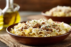 Pasta with ground meat sauce, a Food & Drink Photo by MistyDay