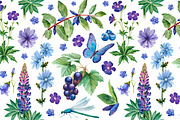 Blue and purple summer nature, a Texture Illustration by Sundra (Thumbnail 4 of 9)