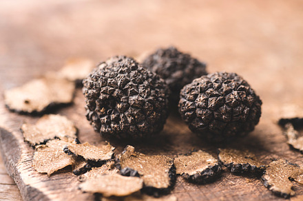 Black truffles, rustic style,autumn
