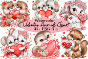 Valentine Animals Clipart Bundle, a Seasonal Illustration by SVGArt (Thumbnail 1 of 5)