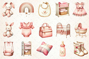 Blush Pink Ivory Baby Nursery Clipar, an Illustration by Rose Art (Thumbnail 2 of 7)