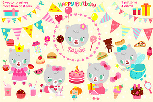Party set with cute kitty
