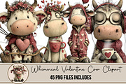 Whimsical Valentine Cow Clipart, an Illustration by DreamArtGraphic (Thumbnail 1 of 5)