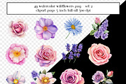 Watercolor Wildflower Clipart Set 2, an Object Graphic by AllTheKewtClipart (Thumbnail 4 of 5)