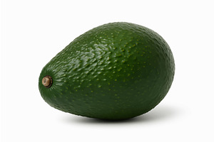 Whole ripe avocado isolated on white, a Food Illustration by AlexArt