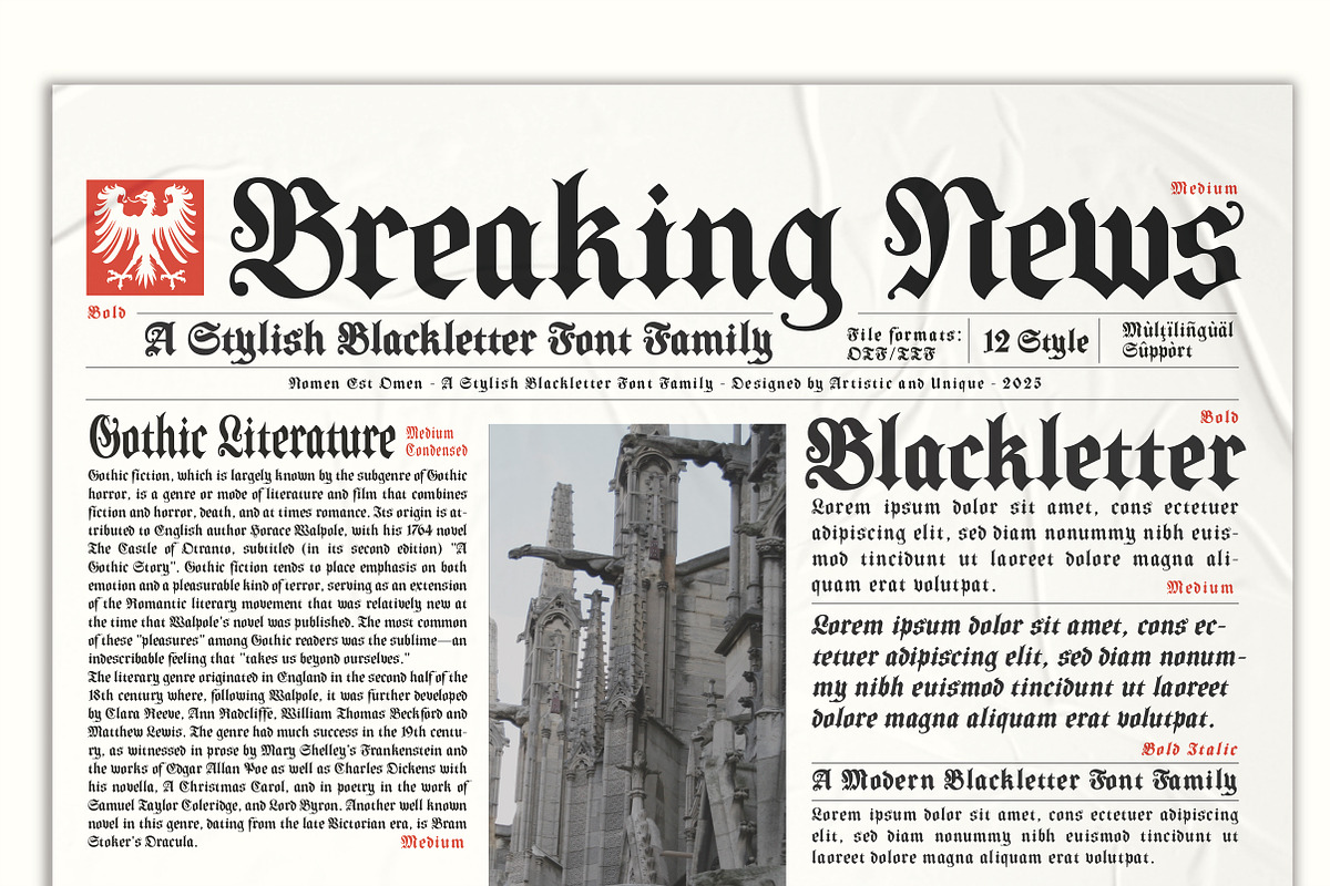 Nomen Est Omen - Blackletter Font, a Blackletter Font by Artistic & Unique (Photo 8 of 15)