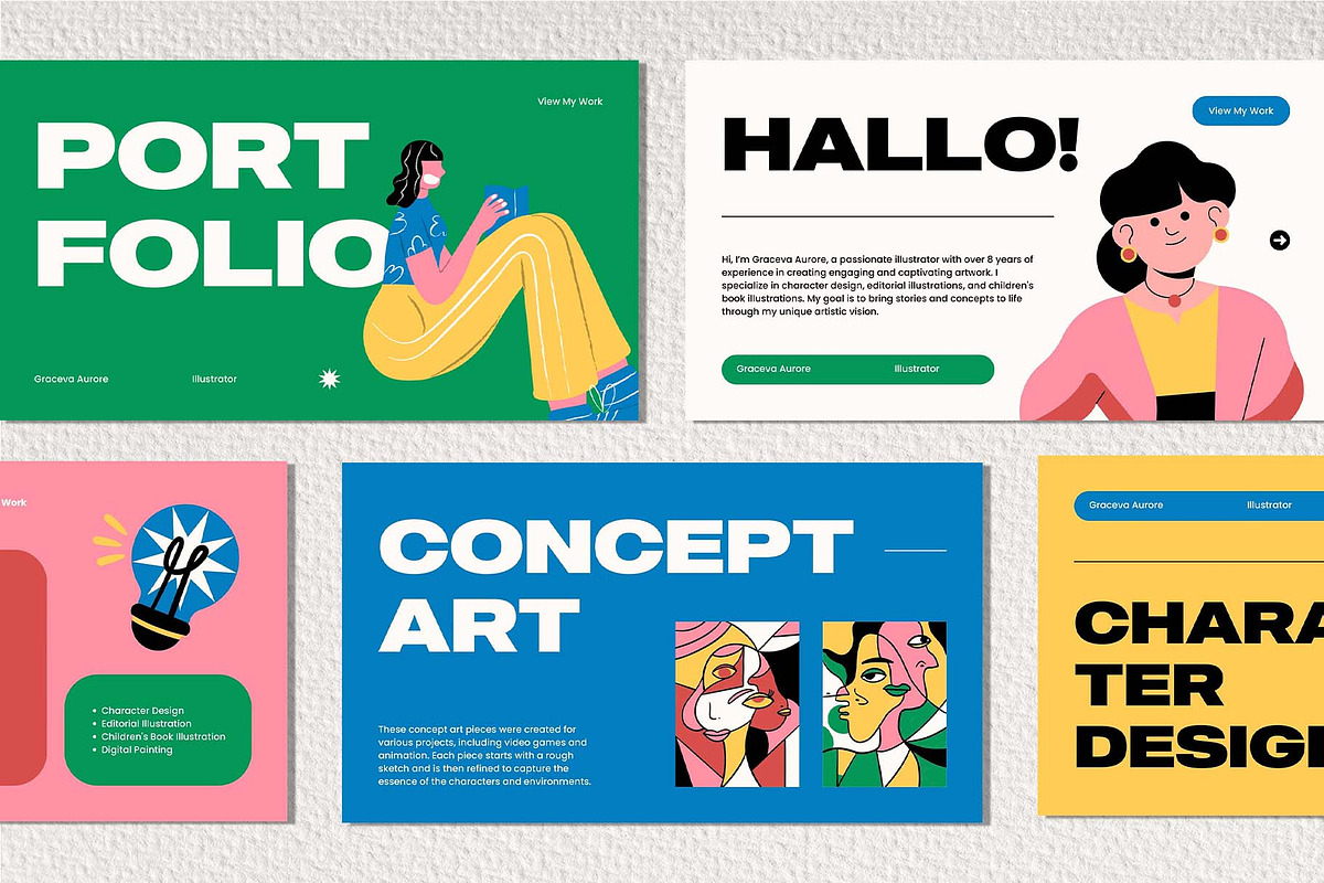 Sache-Illustrator Portfolio Template, a Presentation Template by Invisual Studio (Photo 3 of 7)