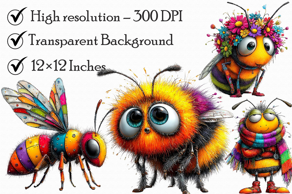 Whimsical Honey Bee Clipart, an Illustration by Libby Wishes (Photo 6 of 6)