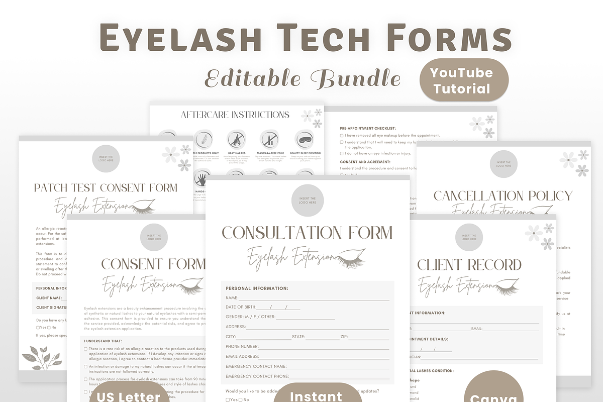 Eyelash Extension Forms Bundle, a Templates & Theme by MondaySpark (Photo 1 of 10)