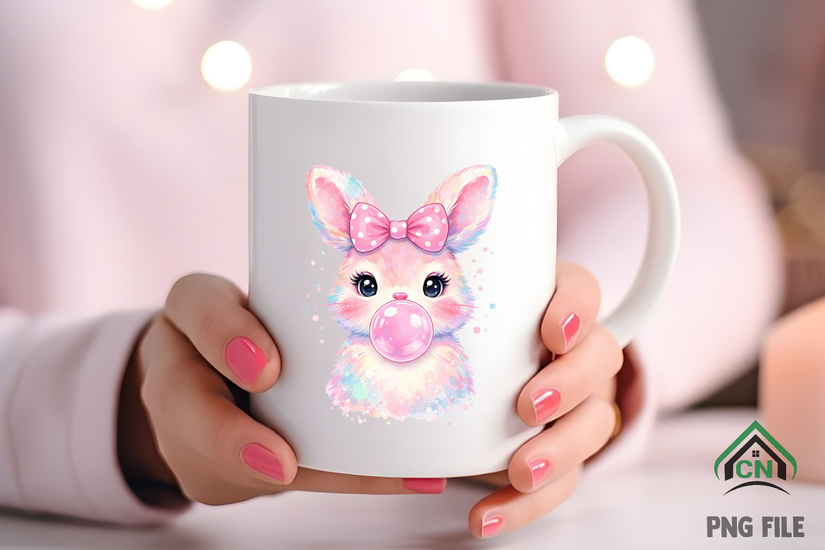 Coquette Easter Bunny Bubblegum PNG, an Illustration by Craft Nest (Photo 4 of 6)