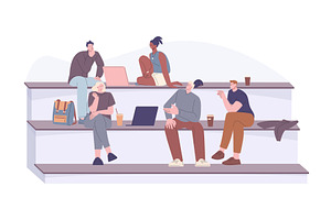 Students doing project together, an Education Illustration by Valerie Bodnar