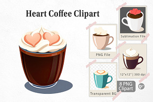 Heart Coffee Clipart, a Graphic by Artnoy