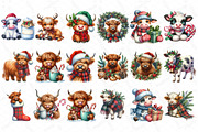 Christmas Highland Cow Clipart PNG, an Illustration by DreamPrint404 (Thumbnail 3 of 4)