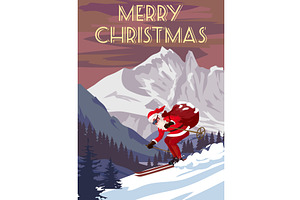 Merry Christmas poster Santa Claus, an Illustration by Vector_Up