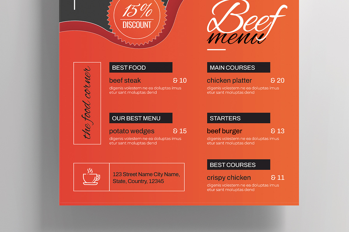 Food Menu Template, a Flyer Template by MightyDesign (Photo 3 of 6)