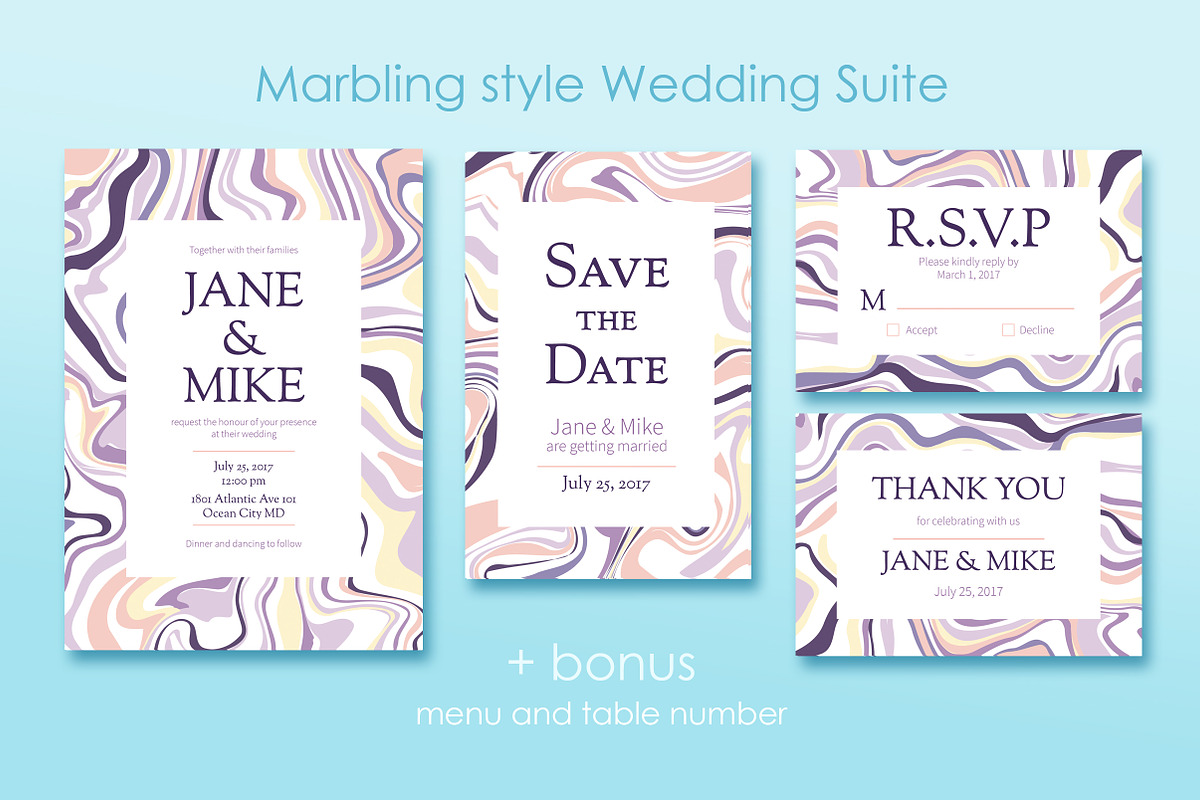 Marble Wedding Invitations Set, an Invitation Template by Epine (Photo 1 of 5)