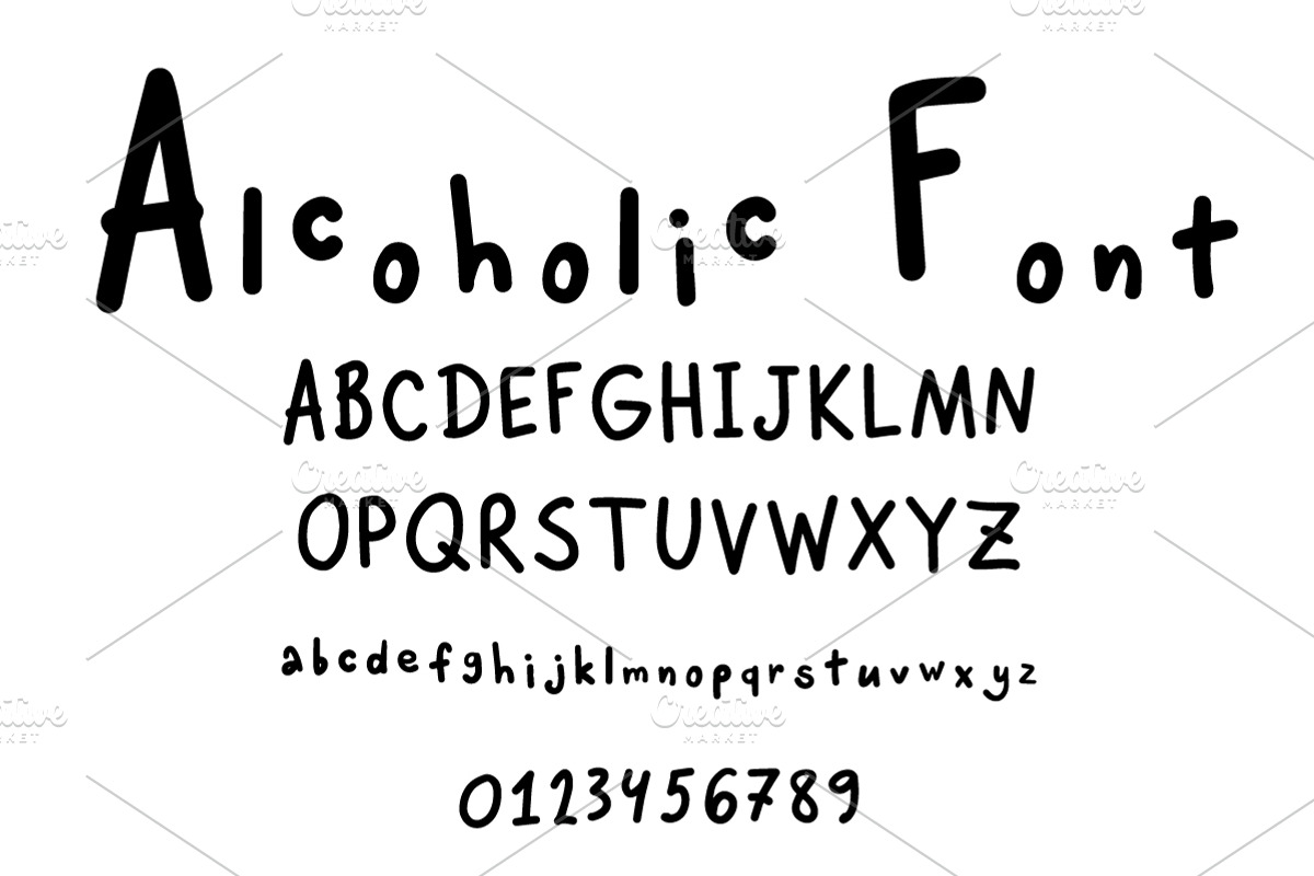 Alcoholic font handwritten alphabet preview 3