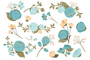 Vintage Blue Floral Clip Art, an Illustration by Amanda Ilkov (Thumbnail 2 of 3)
