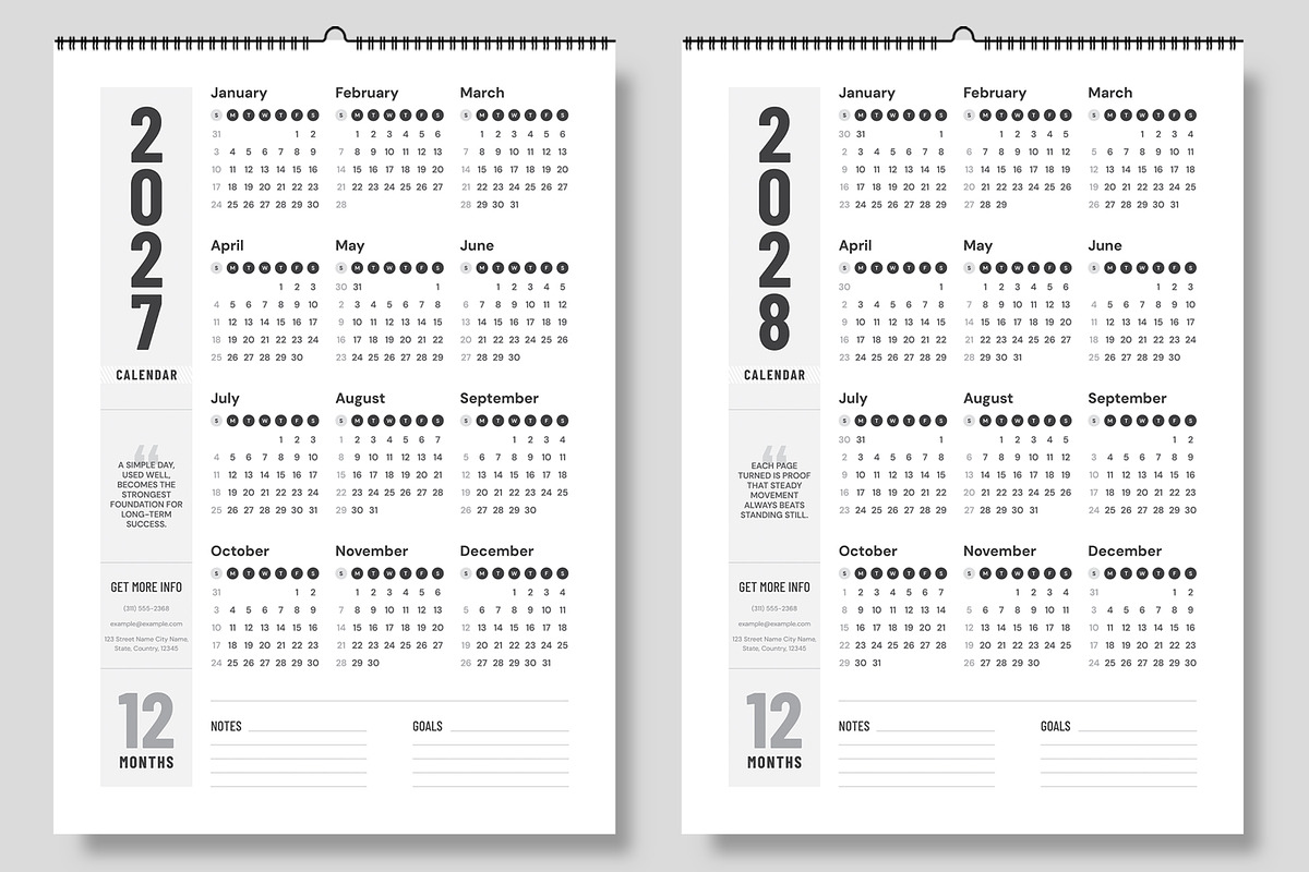 Minimal Calendar for 2026 to 2028, a Stationery Template by ContestDesign (Photo 4 of 4)