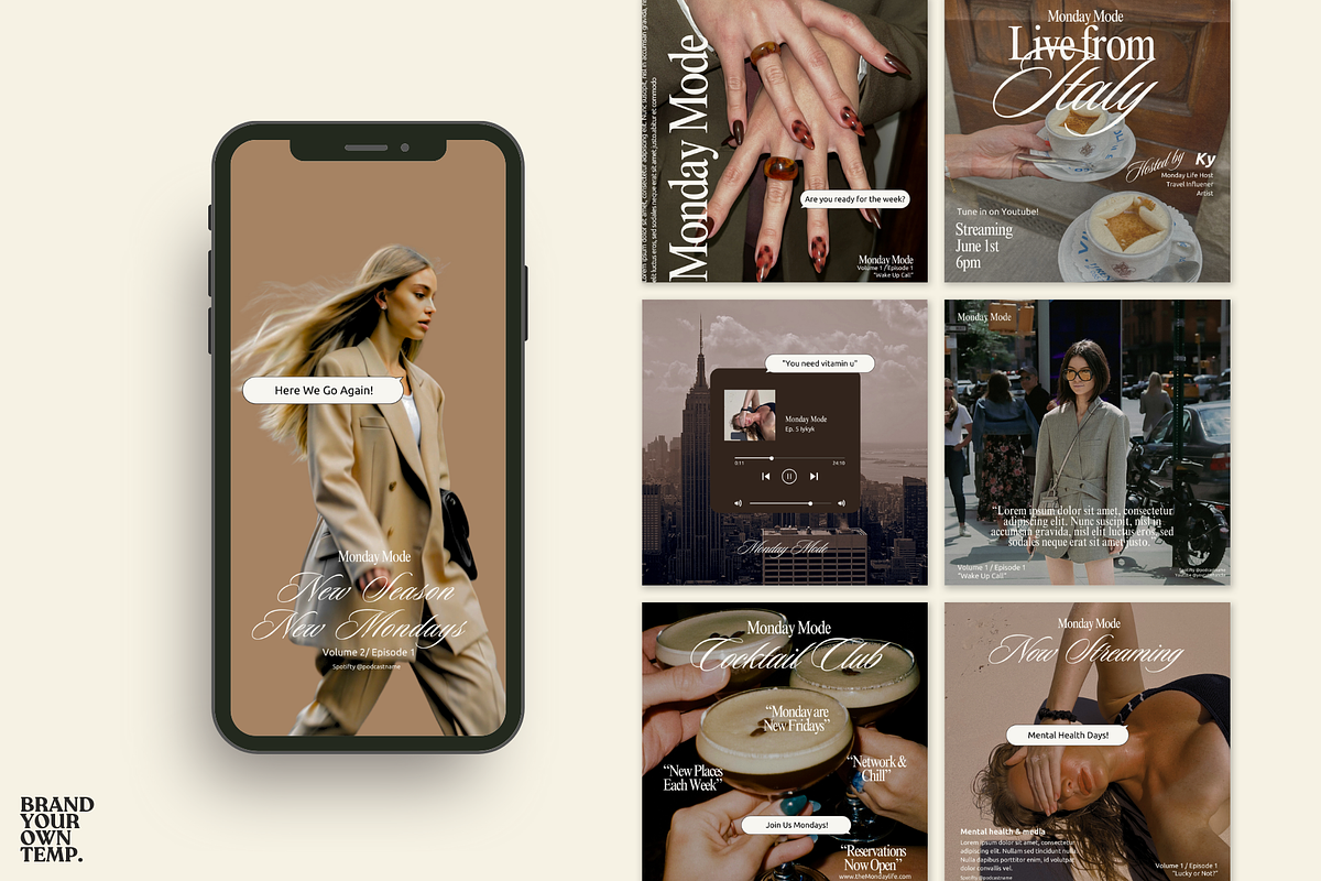 Podcast Instagram Template, a Templates & Theme by BYOTstudios (Photo 2 of 11)