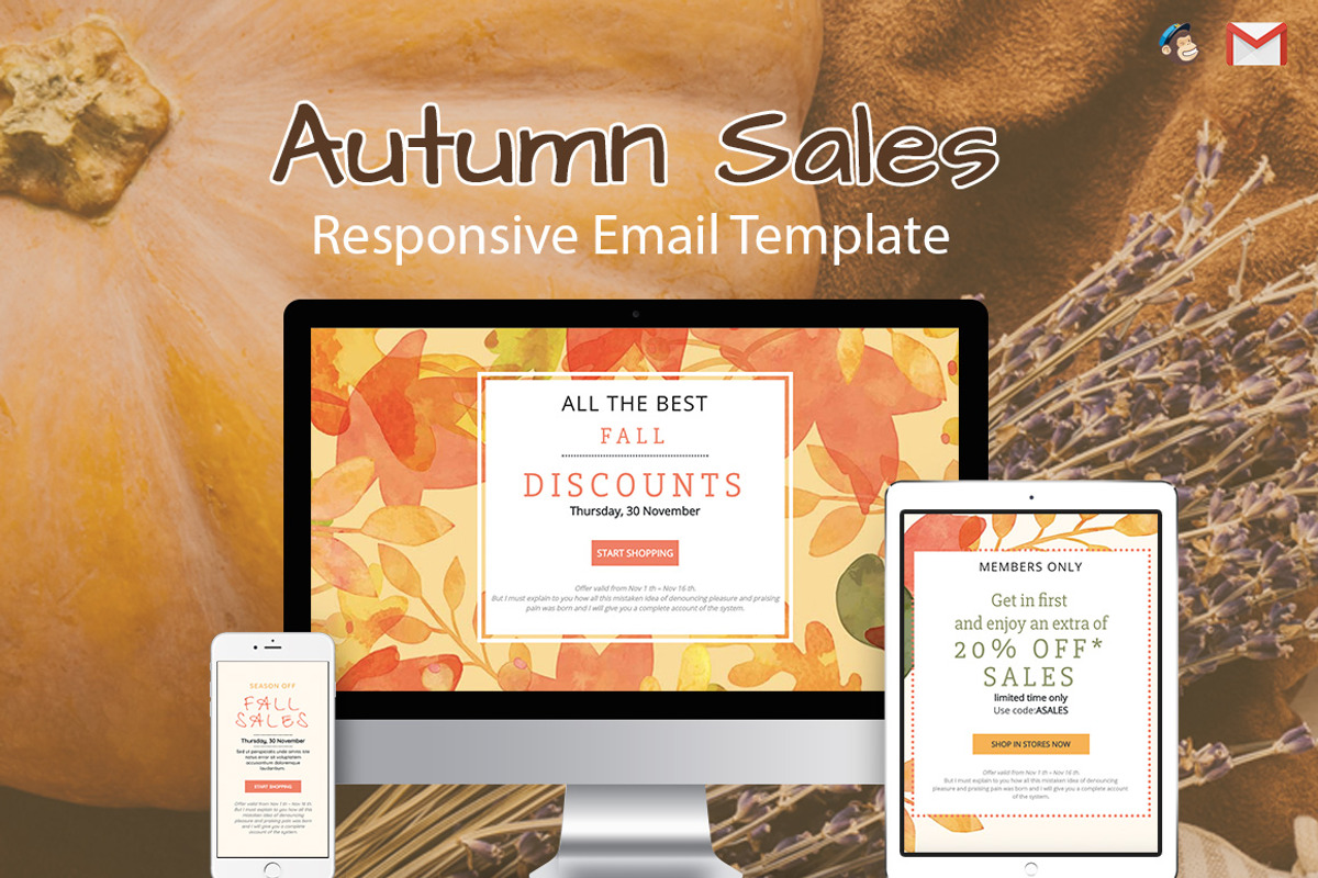 Three Autumn Sales Emails, an Email Template by Khryna Designs (Photo 1 of 4)