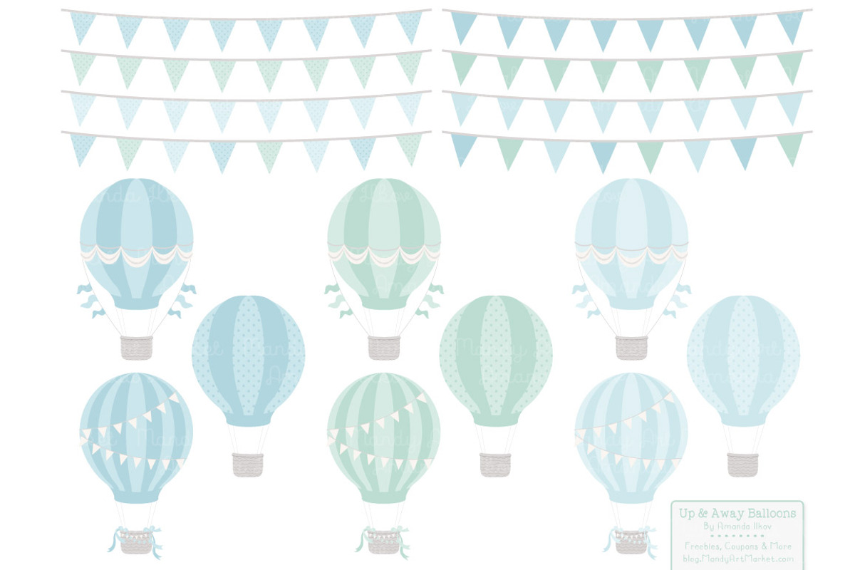 Blue & Mint Hot Air Balloons, an Illustration by Amanda Ilkov (Photo 4 of 5)