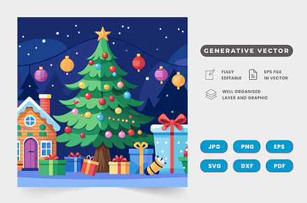 Christmas scene with a beautifully d