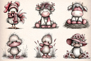 Whimsical Farm Animals Clipart, an Illustration by Digital Artistic99 (Thumbnail 4 of 9)