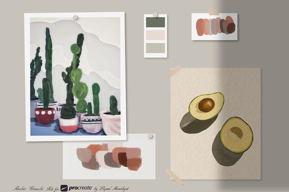 Amber Gouache Kit for Procreate, a Brush Add-On by Liquid Amethyst Art (Photo 7 of 9)