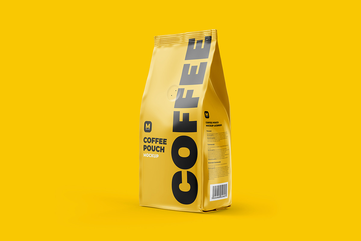 Coffee Pouch Half Side 3/4 Mockup, a Packaging Mockup by easymock (Photo 5 of 8)