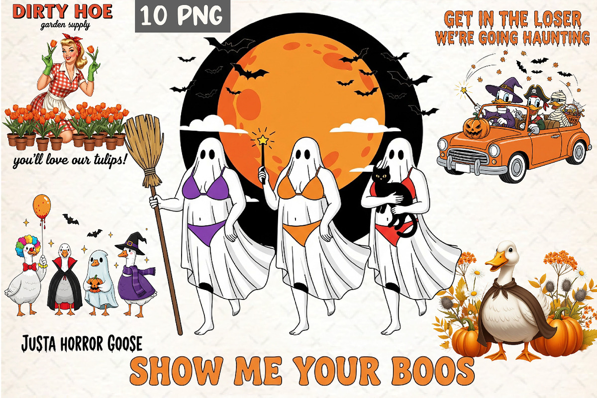 Halloween Vintage Sublimation Bundle, an Illustration by DreamCafeArt (Photo 1 of 6)