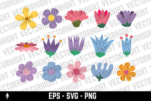 Set of blossom flower heads. Daisy, a Decorative Illustration by Vectorhight