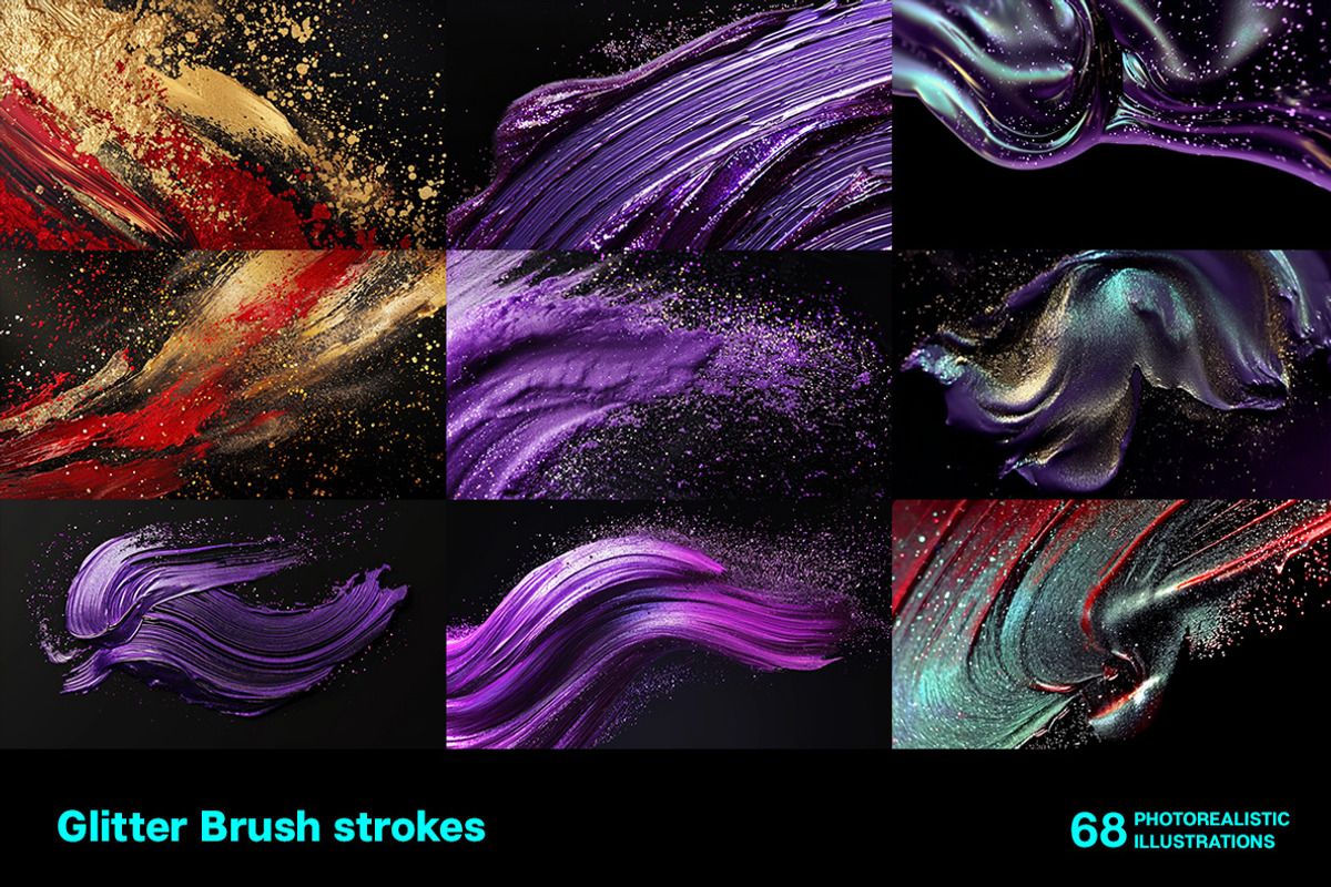 Glitter Brush strokes. 68 images, a Decorative Illustration by Handmadefont (Photo 14 of 14)