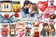 Watercolor Valentine's Day Clipart, an Illustration by Canvas Craft (Thumbnail 1 of 6)