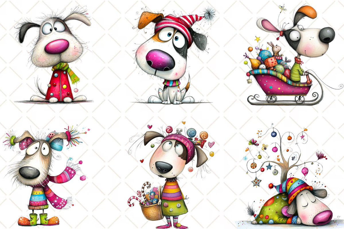 Christmas Dog Clipart, an Illustration by Black Bird Studio (Photo 5 of 6)