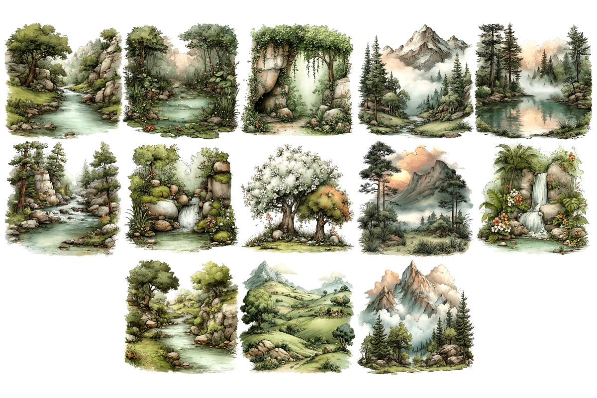 Nature Landscapes PNG Clipart, a Decorative Illustration by Nicolle's Colorful Art (Photo 5 of 5)