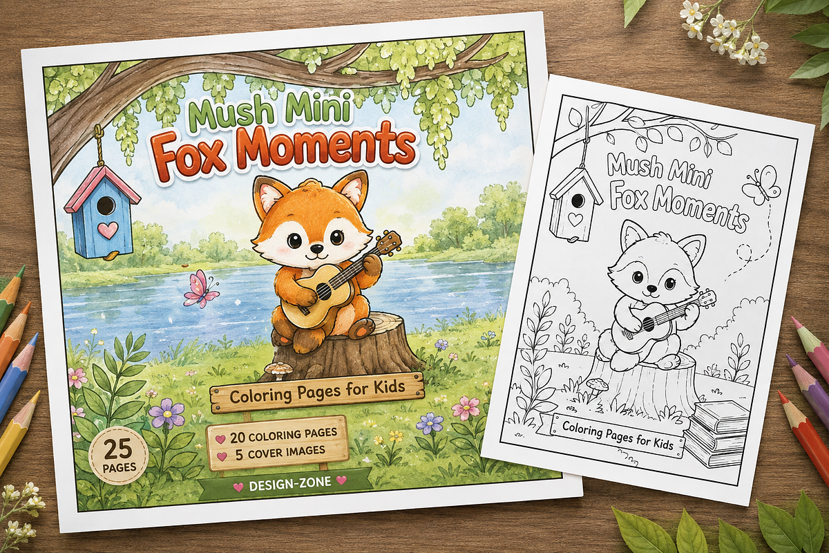 Mush Mini Fox Moments Coloring Book, an Animal Illustration by Design Zone (Photo 1 of 5)