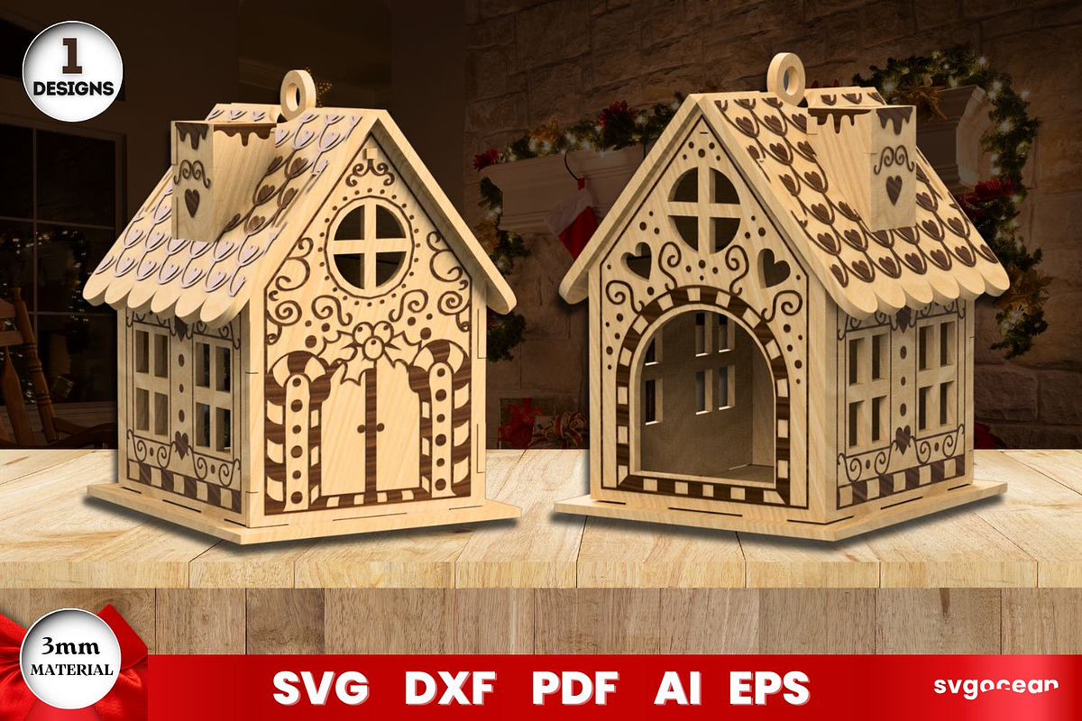 Gingerbread Christmas Houses, a Decorative Illustration by svgocean (Photo 8 of 11)