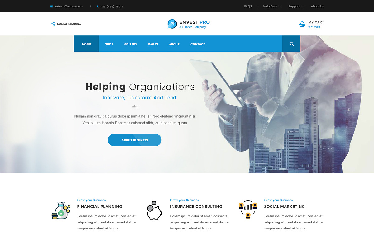 Envest Pro - Multipurpose Theme, a WordPress Template by DigitalCenturySF (Photo 1 of 18)