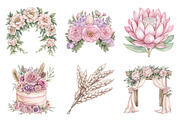 Boho Floral Wedding Clipart, an Illustration by SinaCreation (Thumbnail 2 of 5)