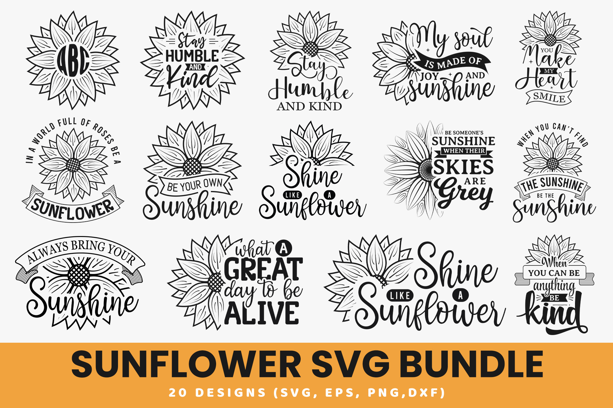 Sunflower Lettering SVG Bundle, an Illustration by thedesignsource ...