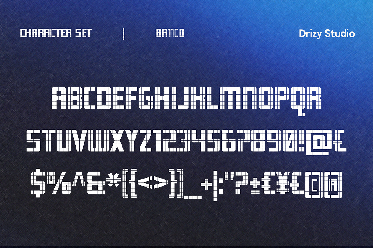 Batco – Grid Based Experimental Font, a Font by Drizy (Photo 4 of 8)