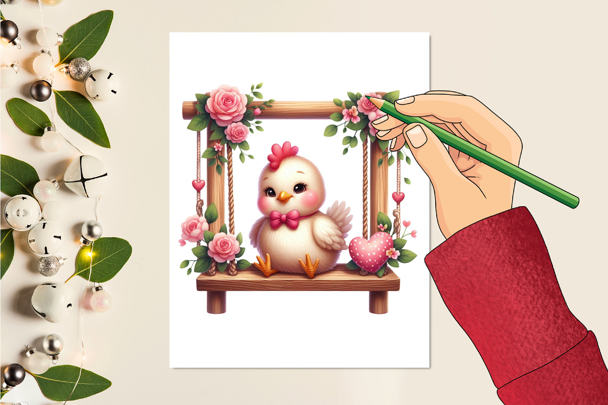Valentine Cute Chicken Clipart, a Seasonal Illustration by Craft Nest (Photo 4 of 5)