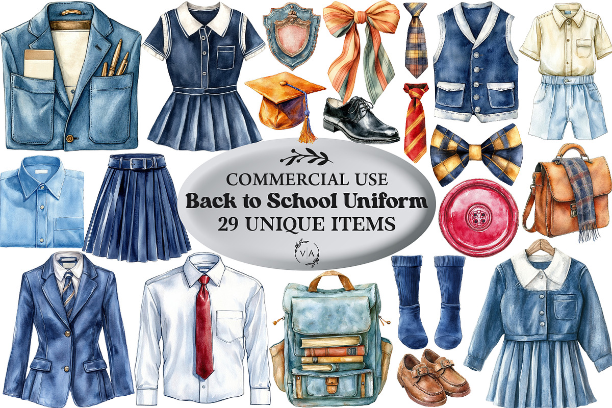 Back to School Uniform Clipart, an Illustration by Craft Nest (Photo 1 of 6)