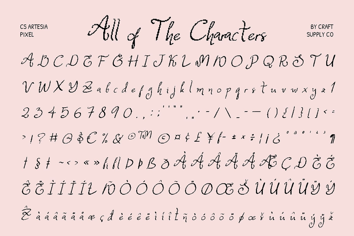 CS Artesia Pixel, a Script Font by Craft Supply Co. (Photo 8 of 8)