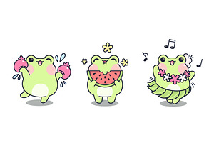 Cute kawaii frogs set isolated on, an Animal Illustration by art PVP - market